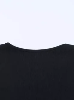 Deep V Neck Women's Lace Trim Top - Black Sexy Slim Fit Blouse - Gothic Style Spring Clubwear 2026
