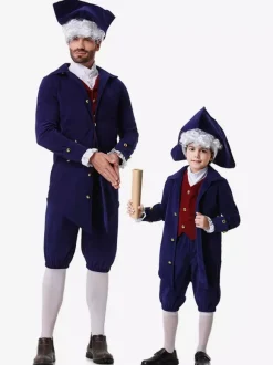 Deep Blue Kid Retro Pants Hat Set Holidays Costumes