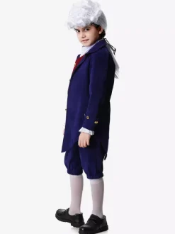 Deep Blue Kid Retro Pants Hat Set Holidays Costumes