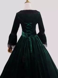 Deep Blue Retro Tudor Dress Costumes Lace Polyester Marie Antoinette Costume Dress Women's Retro Tunic Vintage Clothing