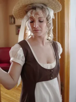 Deep Brown Retro Tudor Dress Costumes Women's Ruffles Lace Polyester Marie Antoinette Costume Dress Waistcoat Western Vintage Clothing