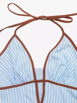 Deep V Halter Striped Maxi Dress Boho Glamour For Street Beach