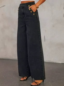 Denim Two Piece Co-ord Set Button-up Vest And Straight Jeans Summer Outfit For Women 2026