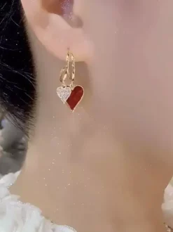 Double Heart Dangle Earrings For Women 2026