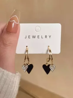 Double Heart Dangle Earrings For Women 2026