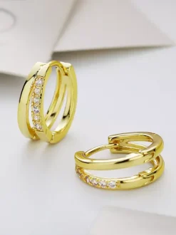 Double Small Circle Zirconia Earrings For Women 2026