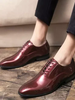 Dress Shoes For Men Quality Pointed Toe Strap Adjustable PU Leather