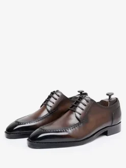 Dress Shoes For Men Stylish Peep Toe Leather Lace Up Derby Prom Wedding Formal Shoes