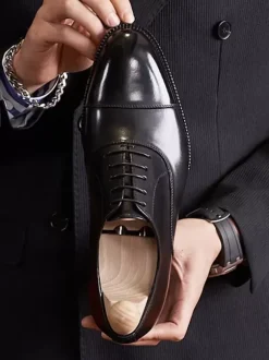 Dress Shoes For Men Modern Pointed Toe Leather Derby Wedding Formal Shoes