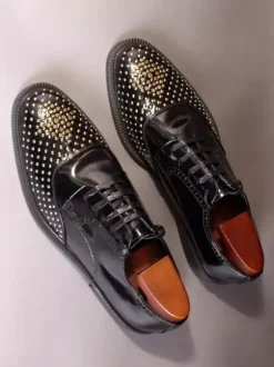 Dress Shoes For Men Modern Round Toe Rivets Cowhide