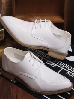 Dress Shoes For Men Quality Pointed Toe Leather Open Lace Elevator Mens Derby Shoes