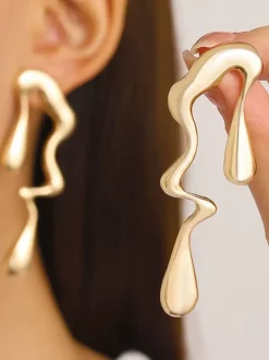 Earrings Liquid Metal Abstract Irregular Modern Avant-Garde Earrings