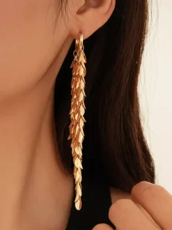 Earrings Gold Adult's Daily Casual Euro-Style Leaf Pattern Geometric Jewelry