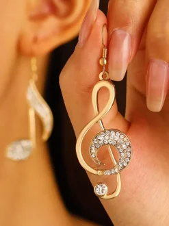Earrings Musical Notes Rhinestone Chic Earrings