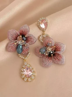 Earrings Pink Teen Girl's Resort Wear Vintage Flower Jewelry