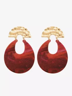 Earrings Red Plastic Adult's Resort Wear Vintage Geometric Jewelry