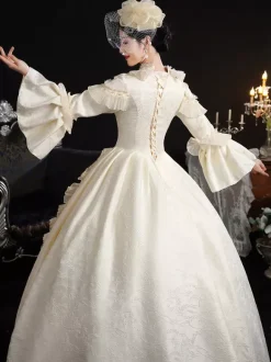 Ecru White Retro Costumes Bows Marie Antoinette Costume Polyester Hat Women's Retro Set 18th Century Costume