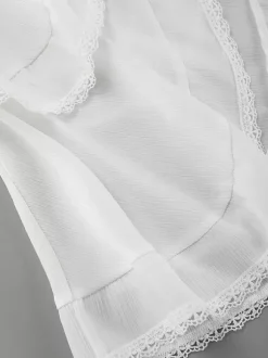 Elastic Waist Asymmetrical Lace Trim Tiered Mini Skirt