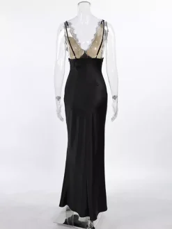 Elegant Lace V-Neck Slim Fit Slip Summer Long Dress For Women 2026