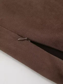 Elegant Brown Suede A-Line Maxi Skirt For Women 2026