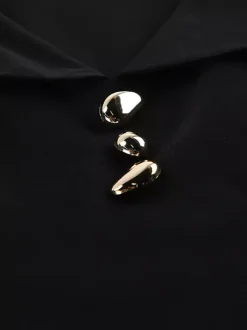 Elegant Two Piece Set Women Trouser Suit - Vintage Large Collar Gold Button Bell Sleeve - Spring Gala Evening Outfit 2026