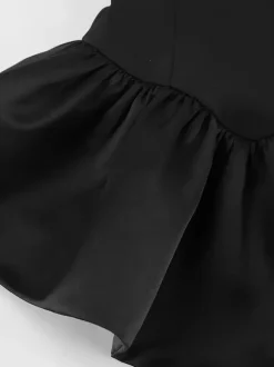 Elegant Women's 2 Piece Set - Vintage Peplum Tube Top & Side Slit Midi Skirt - Chic Summer Party Wear 2026