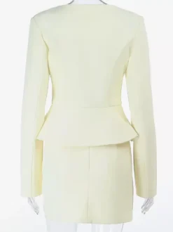 Elegant Women's Skirt Suit Set - Peplum Blazer & Mini Skirt 2 Piece - Old Money Style Spring Business Wear 2026