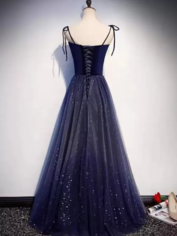 Evening Dress A-Line Designed Neckline Tulle Floor-Length Social Party Dresses Free Customization