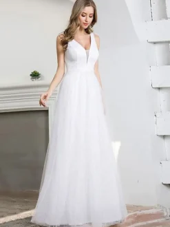 Evening Dress A-Line V-Neck Floor-Length Sleeveless Zipper Matte Satin Social Pageant Dresses