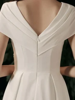 Evening Dress A-Line V-Neck Satin Fabric Floor-Length Social Party Dresses