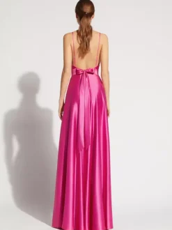 Evening Dress A-Line V-Neck Elastic Silk Like Satin Floor-Length Formal Party Dresses Free Customization