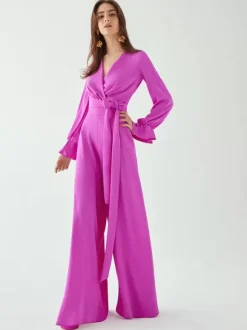 Evening Dress Jumpsuit V-Neck Floor-Length Sash Social Party Dresses