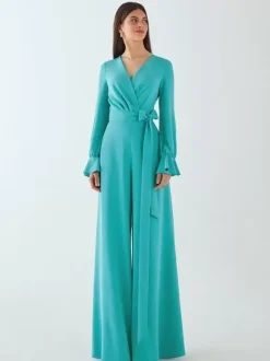 Evening Dress Jumpsuit V-Neck Floor-Length Sash Social Party Dresses