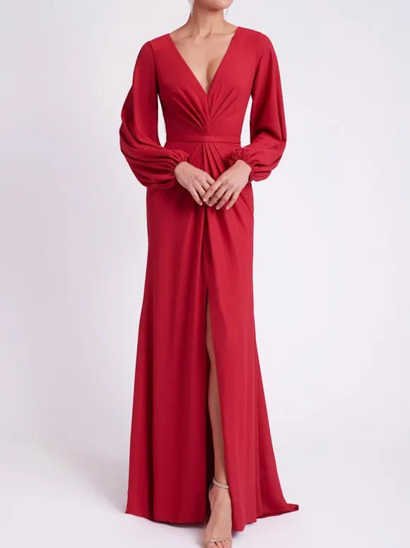 Evening Dress Mermaid V-Neck Elastic Silk Like Satin Ankle-Length Formal Party Dresses Free Customization