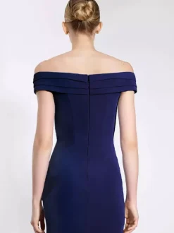 Evening Dress Mermaid V-Neck Polyester With Train Ruffles Formal Party Dresses