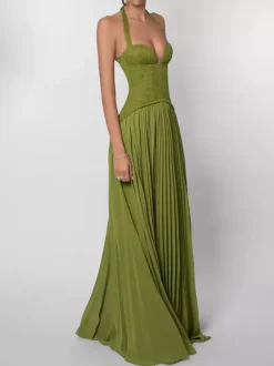 Evening Dress Ball Gown Sweetheart Neck Lace With Train Pleated Formal Party Dresses