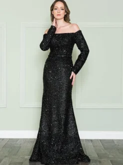 Evening Dress 2026 Mermaid Bateau Neck Sequined With Train Formal Dinner Dresses