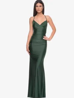 Evening Dress Mermaid V-Neck Satin Fabric With Train Formal Party Dresses