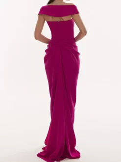 Evening Dress Mermaid V-Neck With Train Zipper Split Front Satin Fabric Social Party Dresses