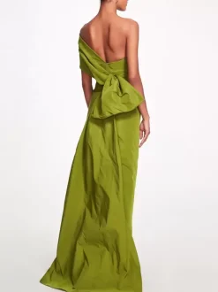 Evening Dress Sheath One-Shoulder Taffeta Ankle-Length Pleated Social Party Dresses