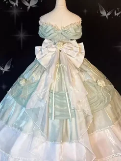 Fairy Lolita Dress Off The Shoulder Bow Lace Floor Length Lolita Dress