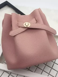 Faux Leather Bucket Bag Drawstring Crossbody Bag For Women 2026