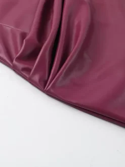 Faux Leather Corset Dress For Women - Wine Red Gothic Lace Up Back Ruched Long Dress - Summer Club Night Outfits 2026