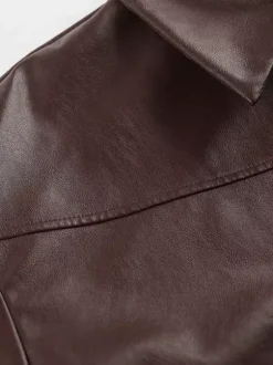 Faux Leather Women's Biker Jacket - Retro Oversized Lapel Collar Moto Coat - Vintage Zip Up Streetwear Spring Outfits 2026