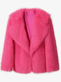 Faux Fur Coat Notched Lapel Solid Color Eco-friendly Winter Jacket For Women 2026