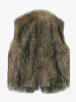 Faux Fur Coats Coffee Brown Sleeveless Faux Fur Jacket Eco-friendly Fur Coat