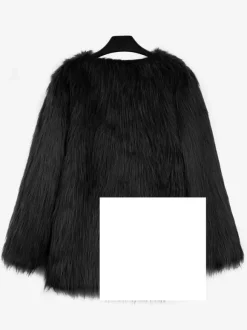 Faux Fur Coats Silver Long Sleeves Women Eco-friendly Fur Coat Coat