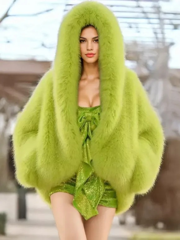 Faux Fur Coats With Hood High Low Design Winter Jacket For Women 2026