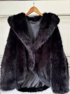Faux Fur Coats With Hood High Low Design Winter Jacket For Women 2026