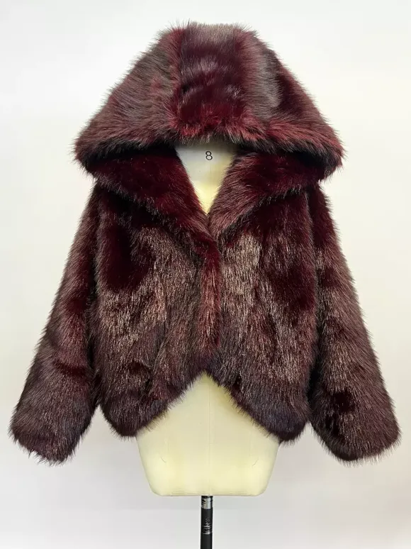 Faux Fur Coats With Hood High Low Design Winter Jacket For Women 2026